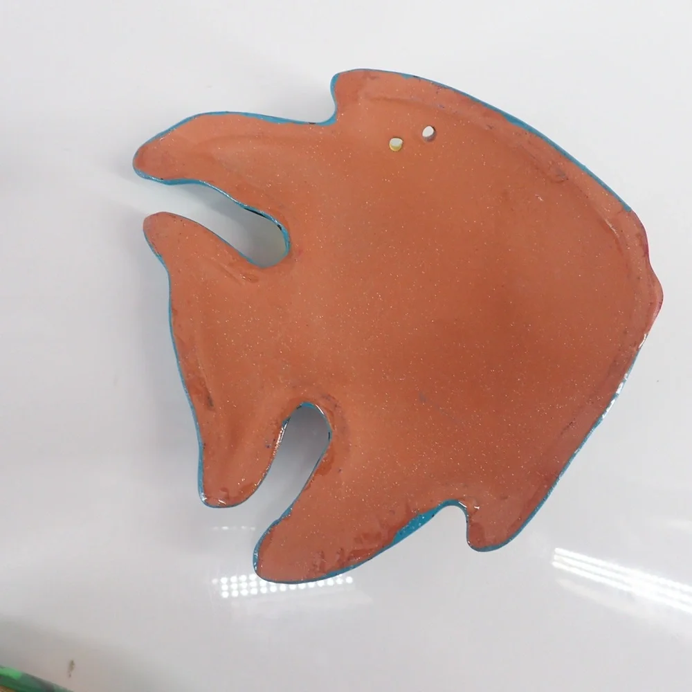 Tropical Ceramic Colorful Set of 3 Fish Wall Decor 5” Hanging or Wall Mount